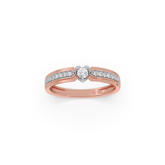 Regal Heart Diamond Couple Band For Her - Rose