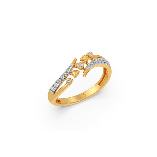 Aura Spike Diamond Bypass Ring - Yellow
