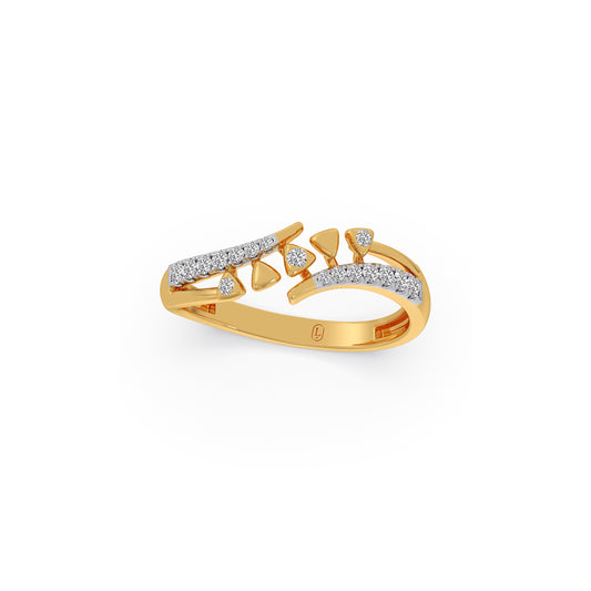 Aura Spike Diamond Bypass Ring - Yellow