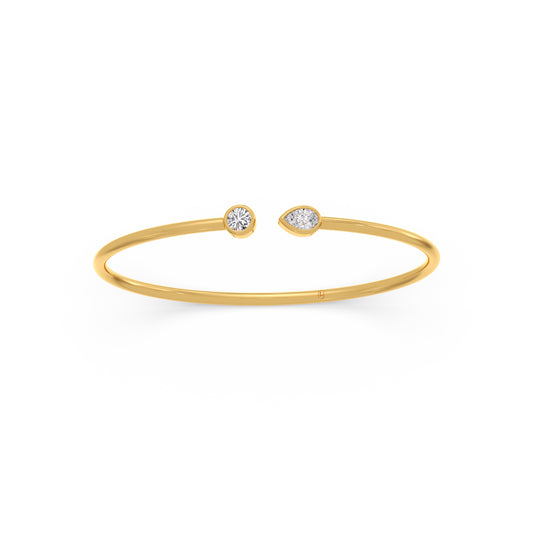 Pear & Round Diamond Cuff Bracelet - Yellow
