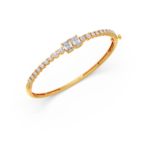 Radiant Emerald & Round Diamond Bracelet