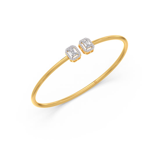 Emerald Cut Diamond Cuff Bracelet - YELLOW