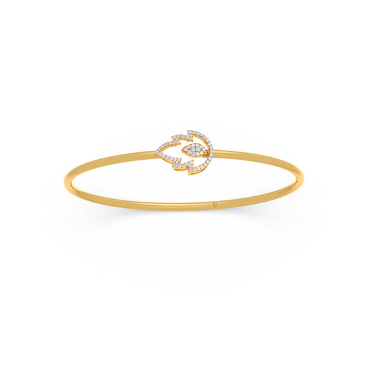 Aurelia Leaf Diamond Stiff Bracelet - Yellow