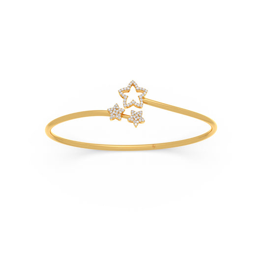 Tri-Star Diamond Stiff Bracelet - Yellow