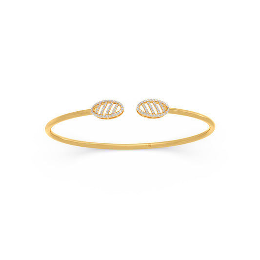 Oval Lattice Diamond Cuff Bracelet - Yellow