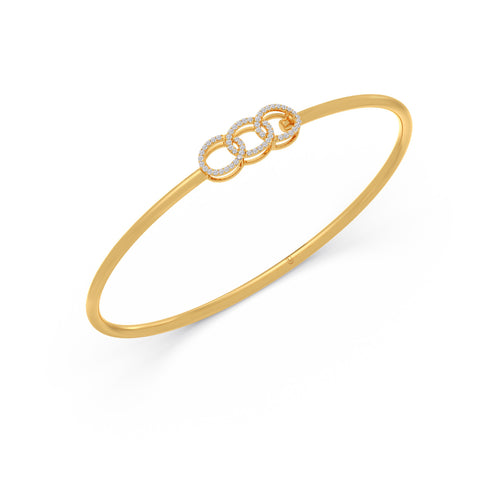 Trio link Diamond Stiff Bracelet