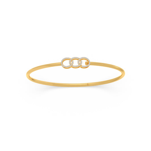 Trio link Diamond Stiff Bracelet - Yellow