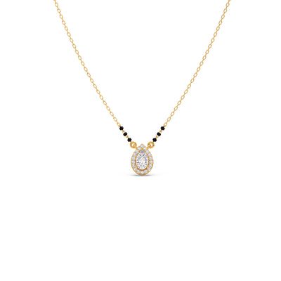 Pear Halo Diamond Mangalsutra Necklace