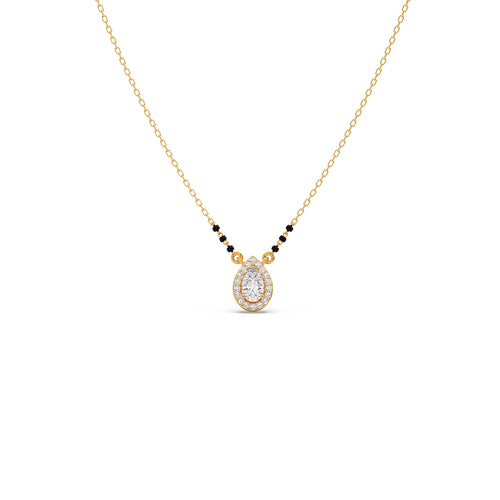 Pear Halo Diamond Mangalsutra Necklace