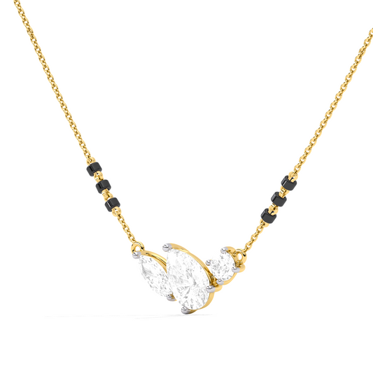 Trio Marquise Pear Round Diamond Mangalsutra - Yellow