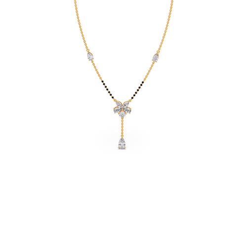 Floral Diamond Drop Mangalsutra Necklace