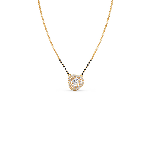 Swirl Halo Diamond Mangalsutra Necklace