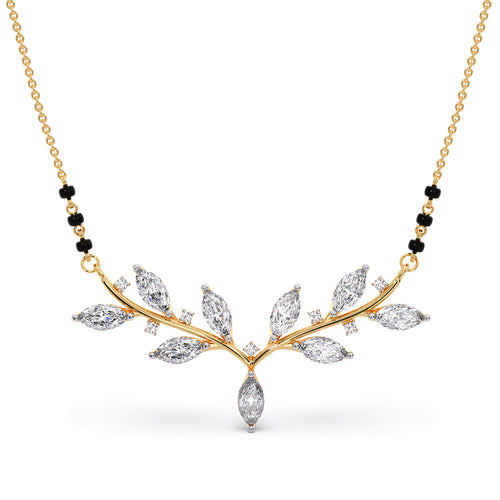 Marquise-Cut Diamond Leaf Mangalsutra