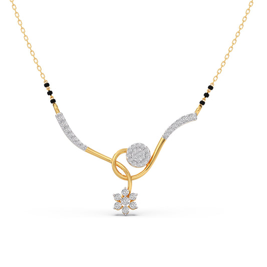 Floral Twist Diamond Mangalsutra - Yellow