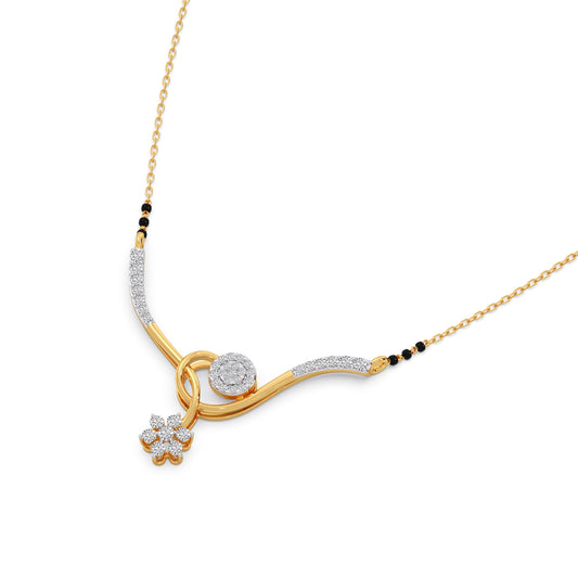 Floral Twist Diamond Mangalsutra - Yellow