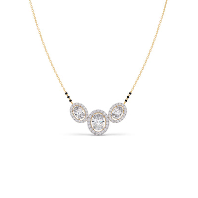 Triple Oval Halo Diamond Mangalsutra Necklace