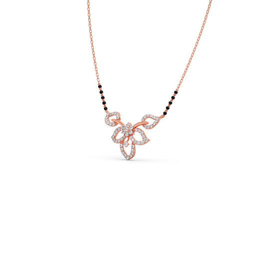 Floral Bloom Diamond Mangalsutra Pendant - Rose