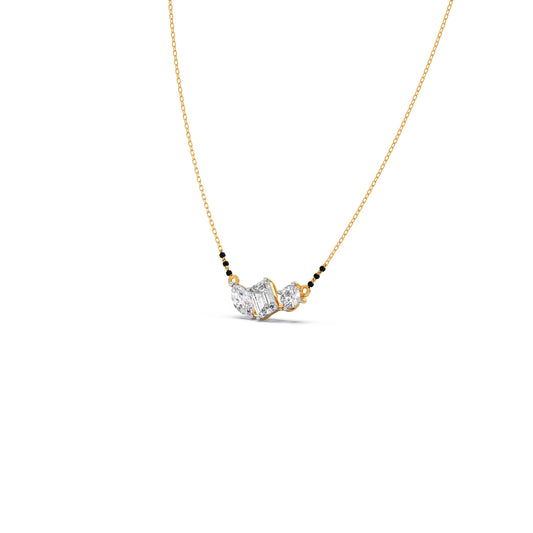 Emerald And Marquise Solitaire Diamond Mangalsutra - Yellow