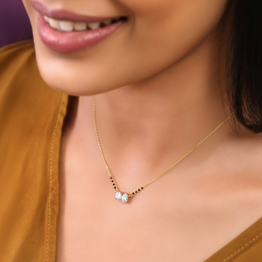 Oval & Round Diamond Mangalsutra Necklace