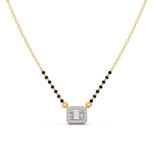 Emerald-Cut Diamond Halo Mangalsutra