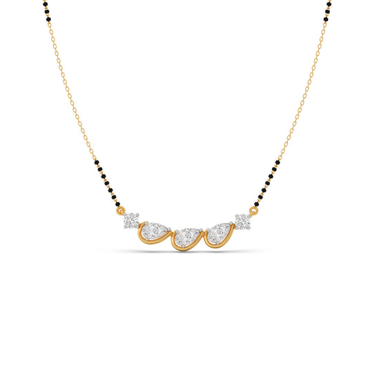 Triple Pear Diamond Mangalsutra - Yellow