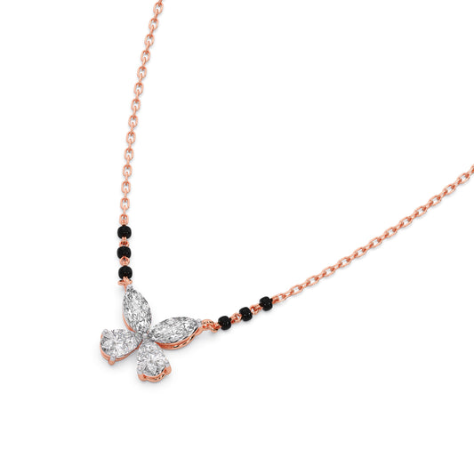 Butterfly Diamond Mangalsutra - Rose