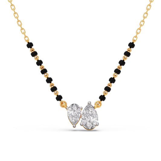 Dual Pear-Cut Diamond Mangalsutra - Yellow