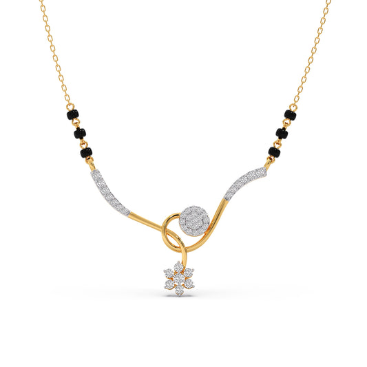 Floral Twist Diamond Mangalsutra - Yellow