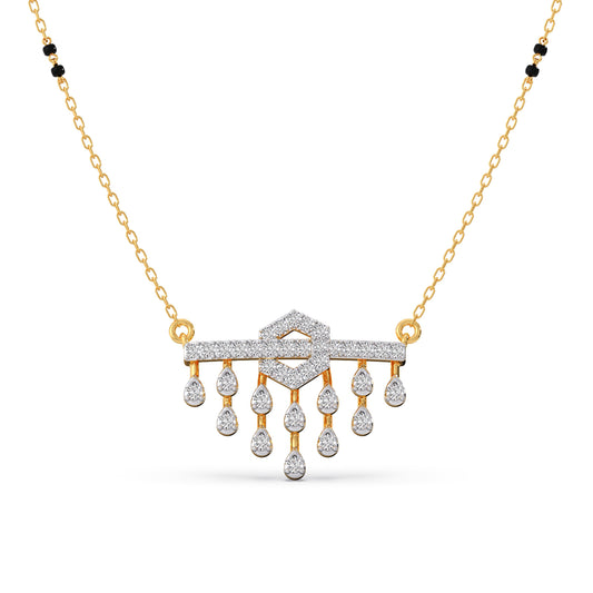 Modern Round Diamond Mangalsutra - Yellow