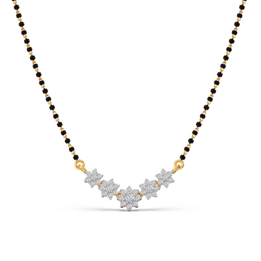 Classic Floral Diamond Mangalsutra - Yellow