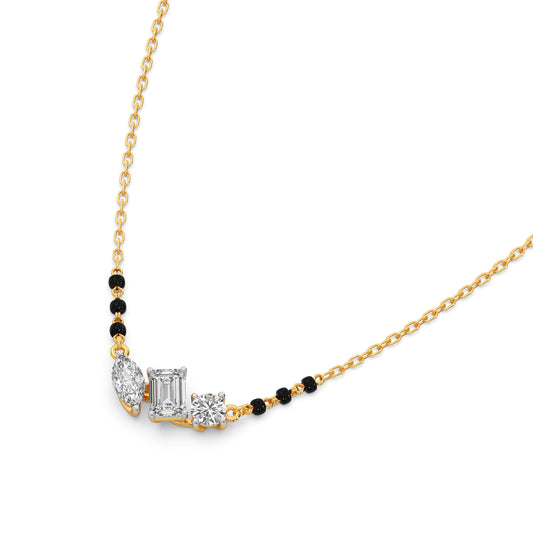 Emerald And Marquise Solitaire Diamond Mangalsutra - Yellow