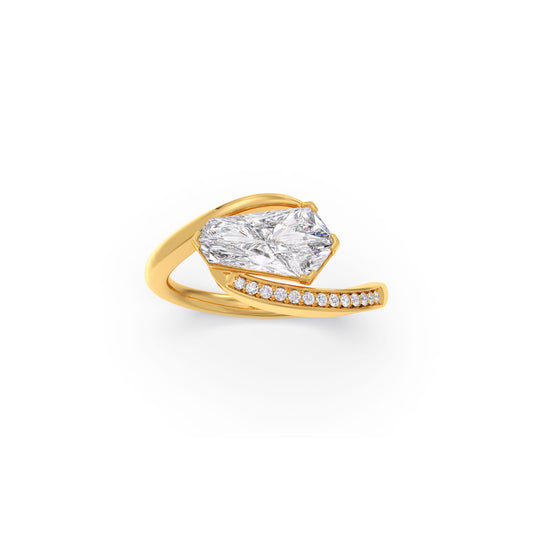 Celestial Pin-Cut Solitaire Bypass Ring - Yellow