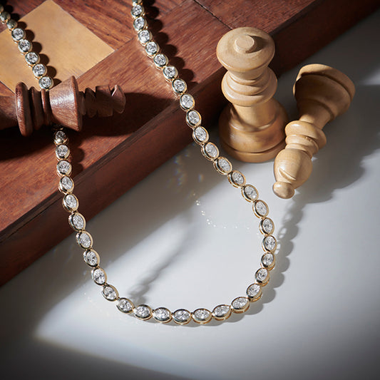 Classic Oval Bezel Diamond Necklace