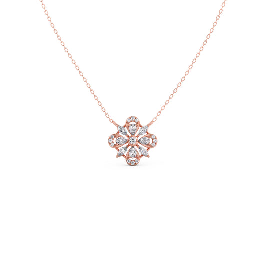 Tri-Diamond Pendant Necklace - Rose
