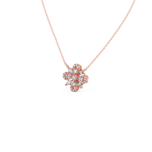 Tri-Diamond Pendant Necklace - Rose