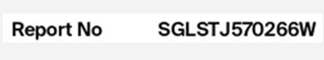 SGL Certificate Report Number