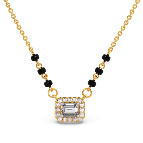 Emerald-Cut Diamond Halo Mangalsutra