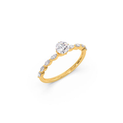 Distinctive Round Solitaire Accent Ring