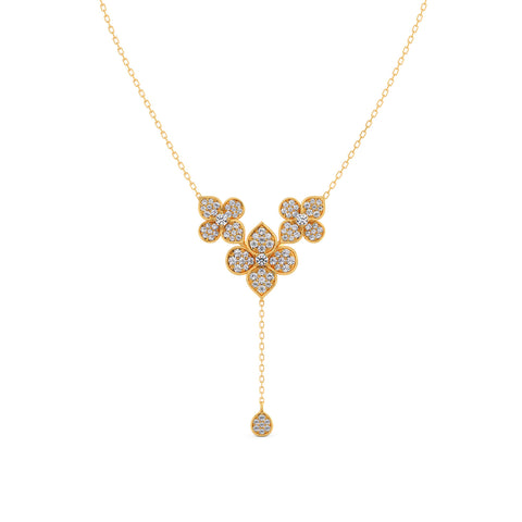 Cluster Diamond Flower Y-Necklace
