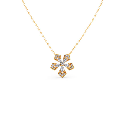 Serene Pear & Round Diamond Pendant Necklace