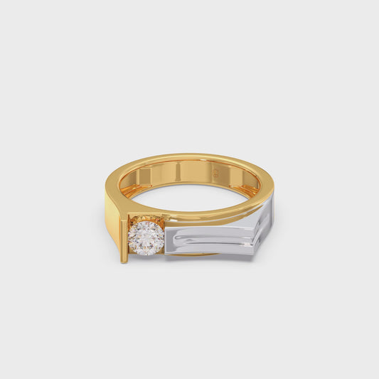 Modern Diamond Men's Two-Tone Band Ring