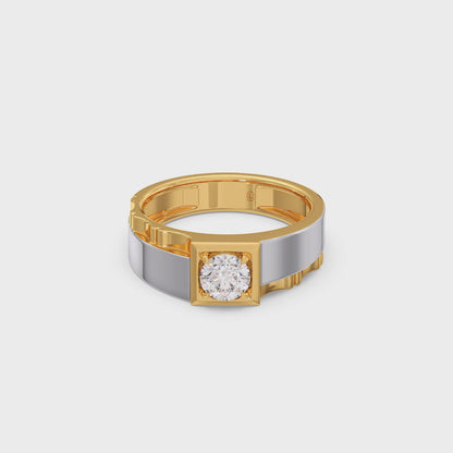 0.66 Carat Dual Tone Textured Diamond Men's Classic Ring