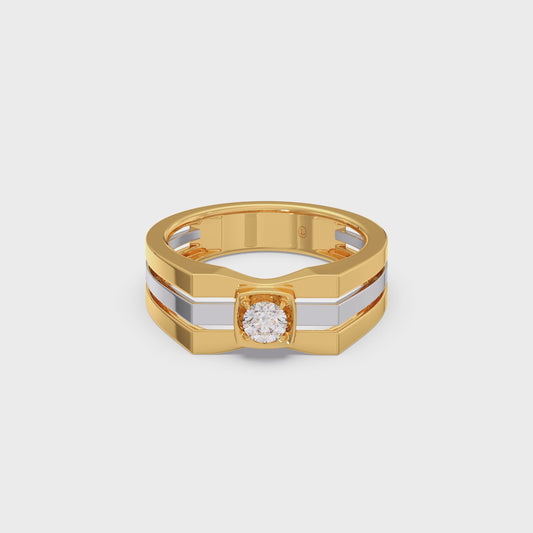 0.30 Carat Segmented Diamond Men's Classic Dual Tone Ring