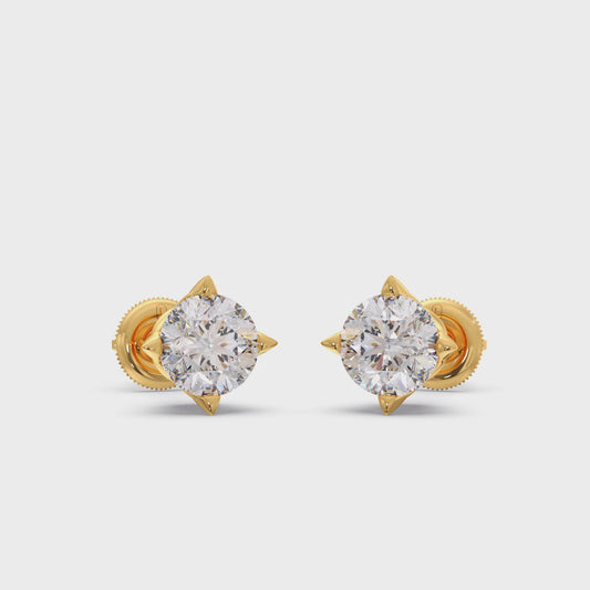 Classic 4-Prong Round Diamond Stud Earrings – 5.00mm