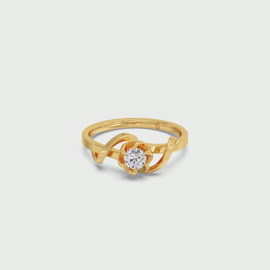 Round Solitaire Swirl Engagement Ring