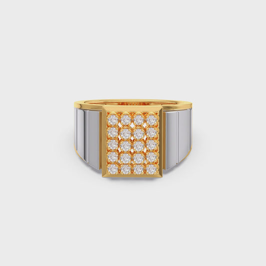 Dual Tone Luxurious Diamond Geometric Men's Band