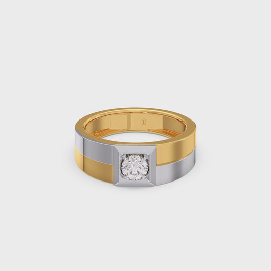 Dual Tone Square Round Diamond Band -7.50mm