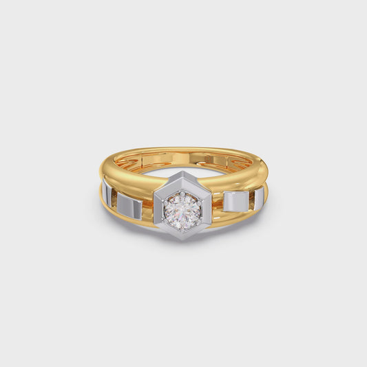 Hexa Halo Two-Tone Engagement Ring
