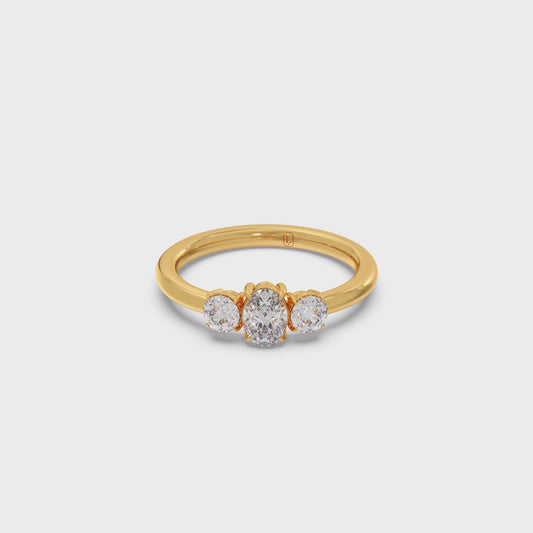 Trilogy Oval and Round Diamond Ring